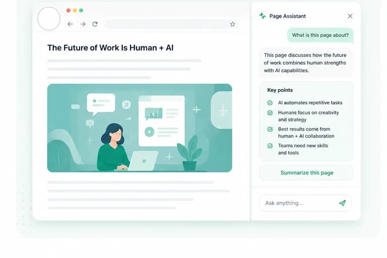 SideAI page assistant summarizing a page in the sidebar