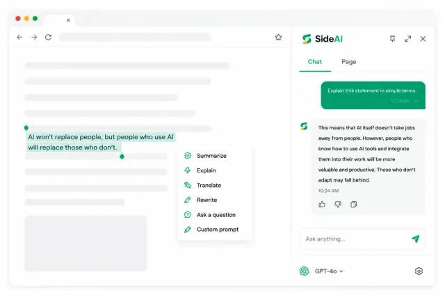 SideAI browser extension preview